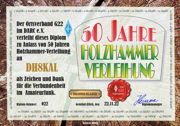 Kurzzeitdiplom 50 Jahre Holzhammerverleihung